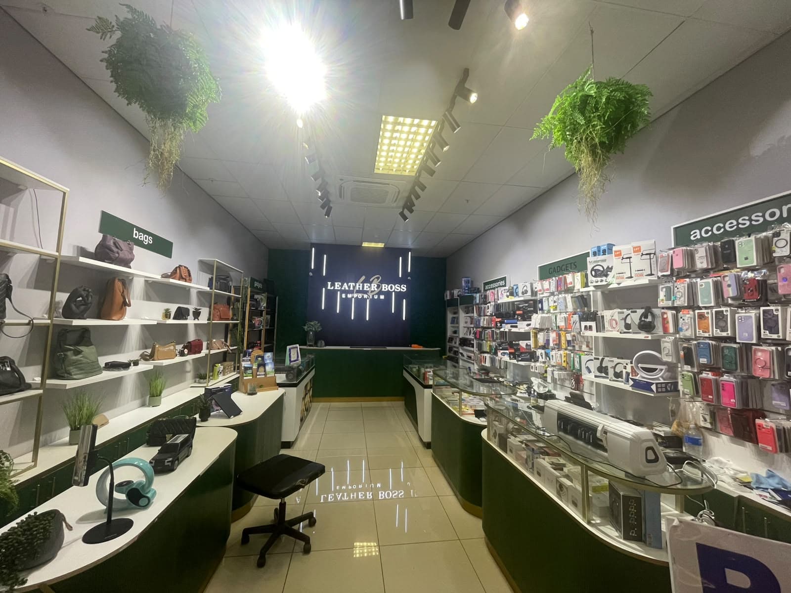Inside Leather Boss & Cell Phone at Baywest Mall